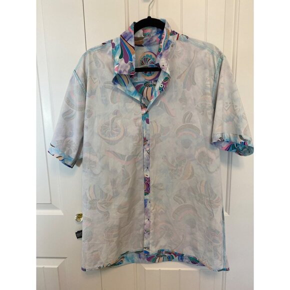 Fresh Print of Bel Air, Psychedelic Mushroom Button Shirt, Size XL - Picture 8 of 13